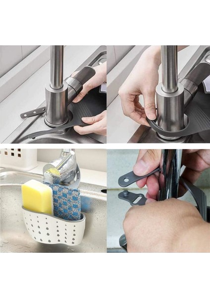 1 Adet, Asılı Sepet, Lavabo Sünger Askılığı, Lavabo Düzenleyici, Silikon Saklama Kutusu, Asılabilir