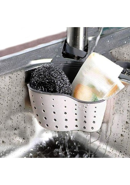 1 Adet, Asılı Sepet, Lavabo Sünger Askılığı, Lavabo Düzenleyici, Silikon Saklama Kutusu, Asılabilir