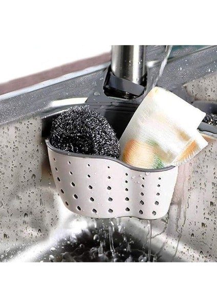 1 Adet Modern Plastik Asılabilir Lavabo Depolama Rafı, Ayarlanabilir Çıtçıtlı Mutfak Rafı