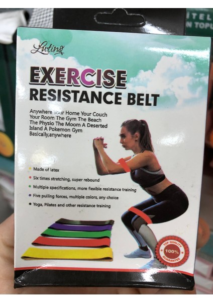 Egzersiz Direnç Kemeri - Set Sertlik Dereceli - Pilates Yoga Squat Bandı Aerobik Band Özel Elastik Malzeme 5 Adet