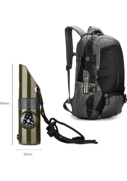 7si 1 Arada Acil Durum Düdüğü,el Feneri, Termometre,pusula,büyüteç,depolama Bölmeli Kampçı Düdüğü fırsatları
