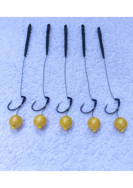 5 Adet 14 mm Sarı Balköpüğü Boncuk'lu Sazan Takımı