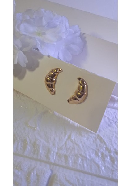Çelik Gold Kruvasan Küpe