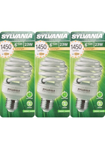 (3 Adet) Sylvania 23W (103W) 2700K (Sarı Işık) E27 Duylu (Kalın Duy) Tasarruflu Ampul