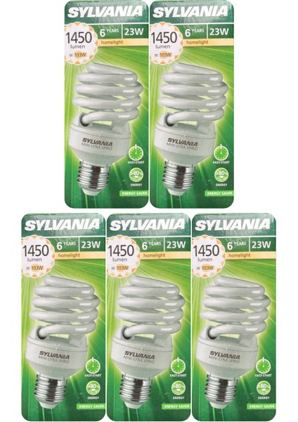 (5 Adet) Sylvania 23W (103W) 2700K (Sarı Işık) E27 Duylu (Kalın Duy) Tasarruflu Ampul