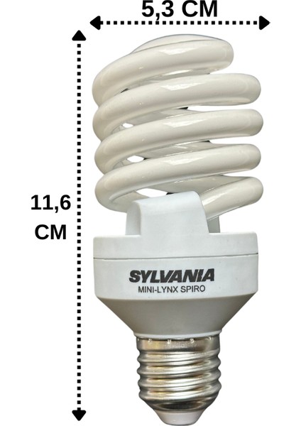 (10 Adet) Sylvania 23W (103W) 2700K (Sarı Işık) E27 Duylu (Kalın Duy) Tasarruflu Ampul