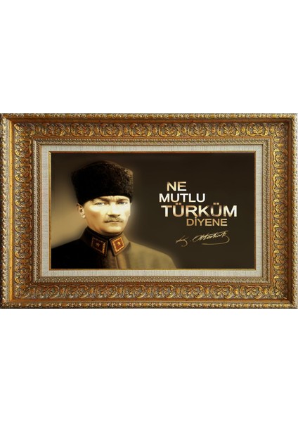 Özel Altın Seri Atatürk Paspartulu Tablo RH210