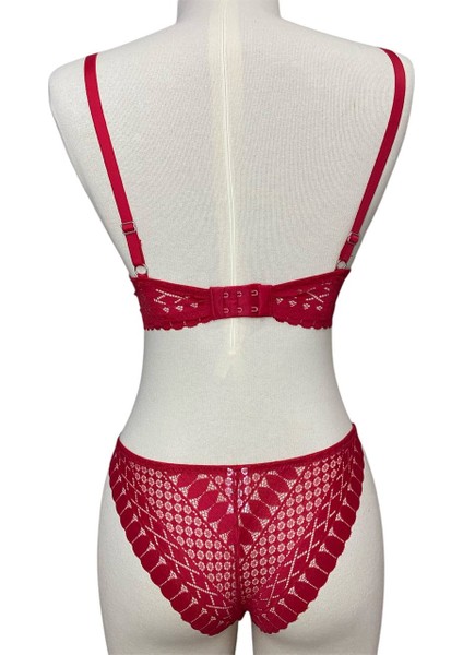 Dantel Işlemeli Kırmızı Dolgulu Balenli Destekli Sütyen Külot Iç Çamaşır Takımı Push Up indirimleri