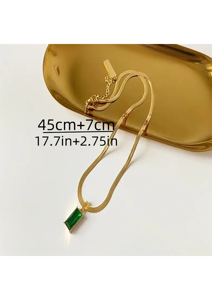 Yeşil Kolye Ucu ve Italyan Zincir Tasarımı ile Gold Renk Huzur ve Umudun Temsilcisi Yeşil Zirkon Taşlı Takı Seti modelleri