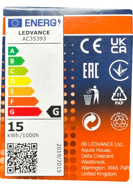 (2 Li Paket) Osram 15W Fırın Ampulü (Sarı Işık) E14 Duylu (Ince Duy)