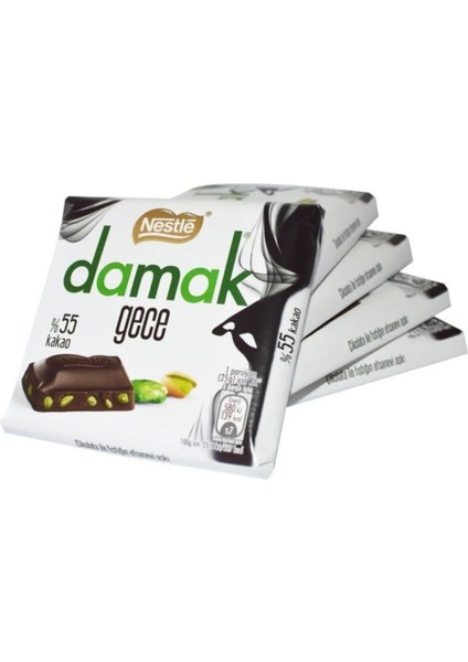 Damak Gece Antep Fıstıklı %55 Bitter Çikolata 60 gr 6'lı