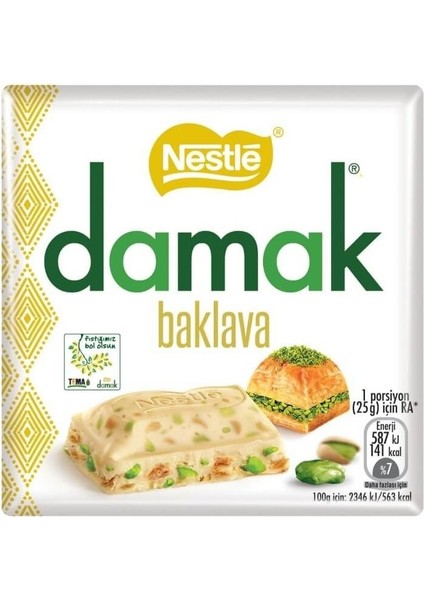Damak Antep Fıstıklı Baklavalı Beyaz Çikolata 60 gr 6'lı fiyatları