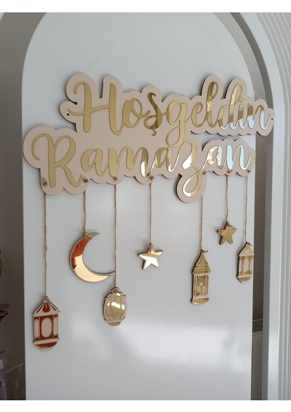 Hoş Geldin Ramazan Yazılı Ahşap Duvar Süsü