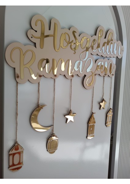 Hoş Geldin Ramazan Yazılı Ahşap Duvar Süsü