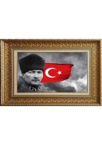 Özel Altın Seri Atatürk Paspartulu Tablo RH91