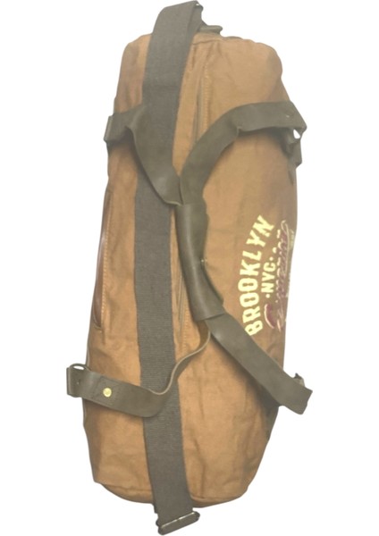 Old Cotton Vintage Siyah Baskılı Seyahat Gezi Çantası Travel M Bag Gabardin 30 cm x 57 cm