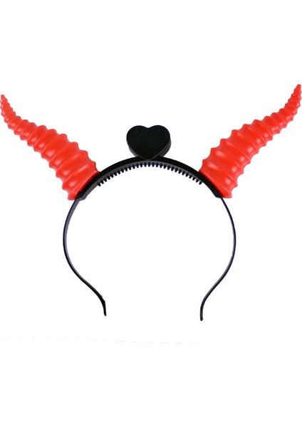 Kırmızı Renk LED Işıklı Kıvrımlı Boynuz Taç 27 x 18 cm (4767)