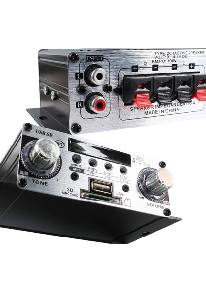12 Volt 100 Watt Motosiklet Bluetooth Amfi Usb/sd 2 Kanal Pazarcı - Anfi (125X95X40 mm) (4767)
