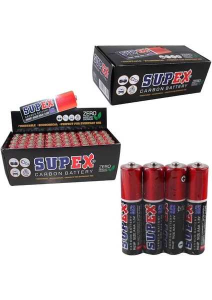 Supex R03 1.5V Aaa Çinko Karbon Ince Kalem Pil 60LI Paket (4767)