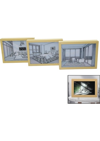 3 Boyutlu - 15 x 20 cm LED Işıklı Mini Tablo USB Bağlantılı - Ayar Anahtarlı (4767)
