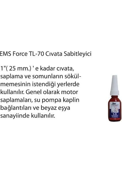 Force Civata Sabitleyici Yüksek Kuvvetli / Tl-70