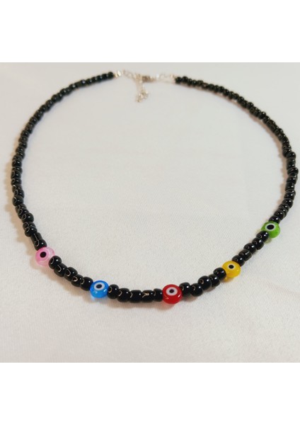 Renkli Nazar Boncuğu Kolyesi – Mini Renkli Nazar Boncuklu Choker Kolye - Nazar Boncuklu Kadın Kolye modelleri