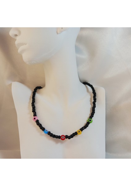 Renkli Nazar Boncuğu Kolyesi – Mini Renkli Nazar Boncuklu Choker Kolye - Nazar Boncuklu Kadın Kolye fırsatları