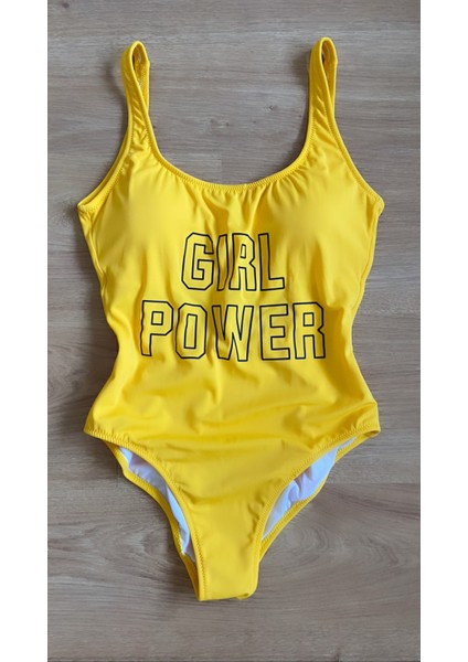 Sarı Dar Kalıp Girl Power Baskılı Mayo fırsatları