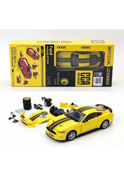 1 Kutu 1:42 Ford Mustang Gt 2018 Sarı Araba Modeli Modifiye Edilebilir, Kapıları Açılabilir, Aksesuarları Değiştirilebilir, Oyuncak