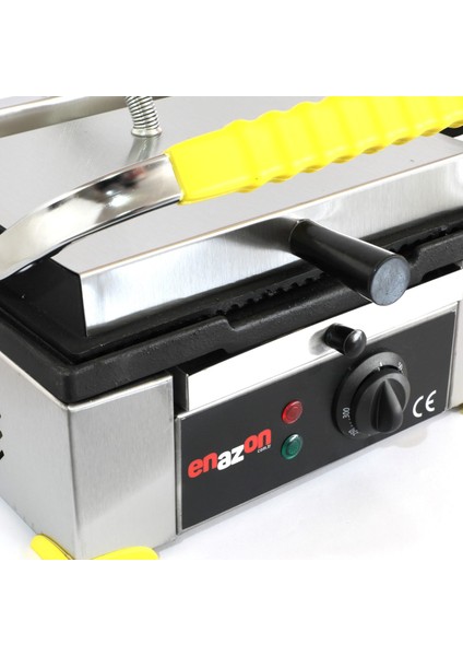 Ev Tipi 8 Dilim Elektrikli Saf Döküm Tost Makinesi 30X23 - Inoks Sarı
