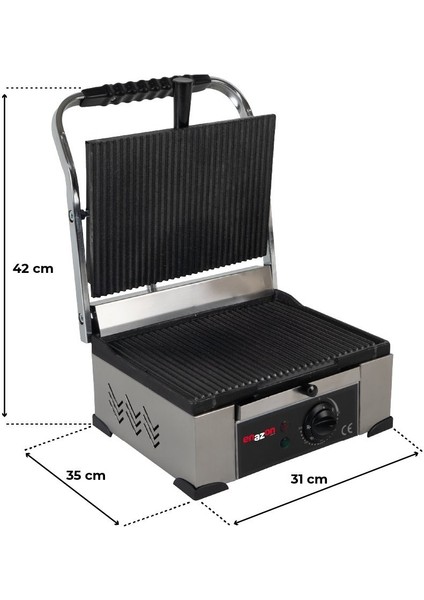Ev Tipi 8 Dilim Elektrikli Saf Döküm Tost Makinesi 30X23 - Inoks Sarı