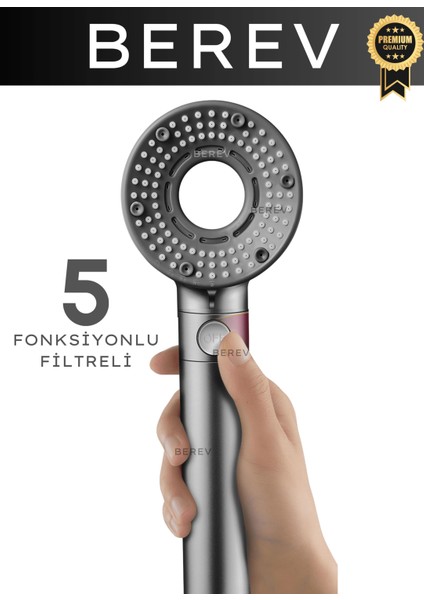 5 Fonksiyonlu Filtreli Su Tasarruflu Duş Başlığı Modern Tasarım