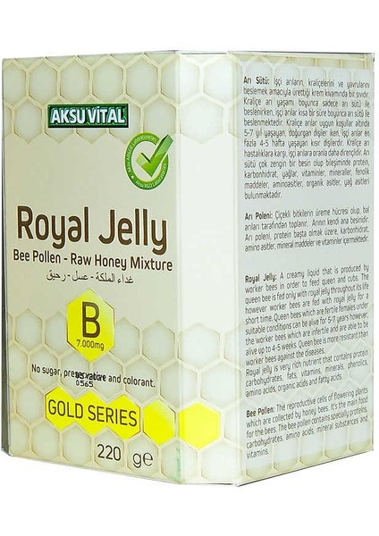 Arı Sütü Polen Bal Karışımı B 7.000 Mg Gold Seri 220 gr fırsatları