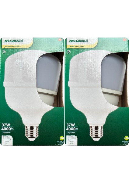 (2 Adet) 37W 3000K (Sarı Işık) E27 Duylu (Kalın Duy) Torch LED Ampul