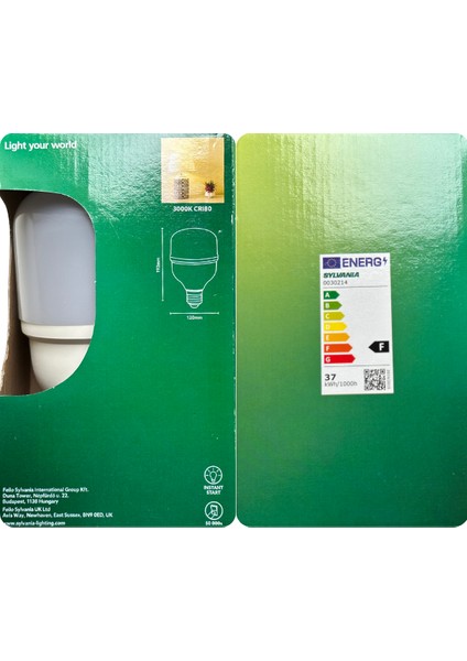 (2 Adet) 37W 3000K (Sarı Işık) E27 Duylu (Kalın Duy) Torch LED Ampul