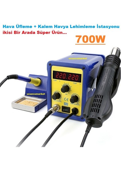 Hava Üfleme + Kalem Havya 700 W Lehimleme İstasyonu İkisi Bir Arada Süper Ürün