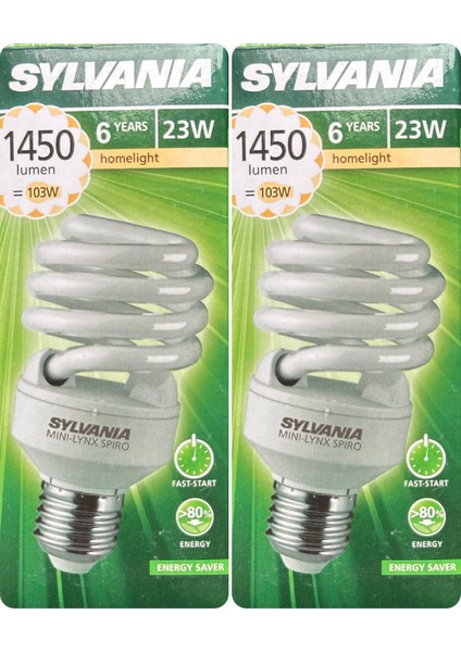 (2 Adet) Sylvania 23W (103W) 2700K (Sarı Işık) E27 Duylu (Kalın Duy) Tasarruflu Ampul