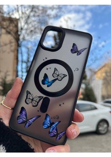 Samsung Galaxy A06 Uyumlu Mat Magsafe Özellikli Kelbek Desenli Hassas Metal Buton Kılıf