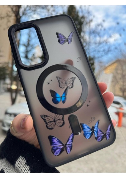 Samsung Galaxy A25 Uyumlu Mat Magsafe Özellikli Kelbek Desenli Hassas Metal Buton Kılıf