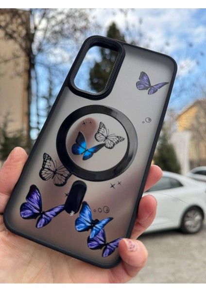 Samsung Galaxy A25 Uyumlu Mat Magsafe Özellikli Kelbek Desenli Hassas Metal Buton Kılıf