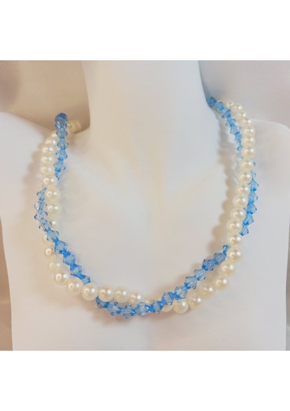 Kadın Barok İnci ve Kristal Boncuk Sarmal Kolye – Sarmal İnci Kolye - Kristal Sarmal Tasarım Kolye