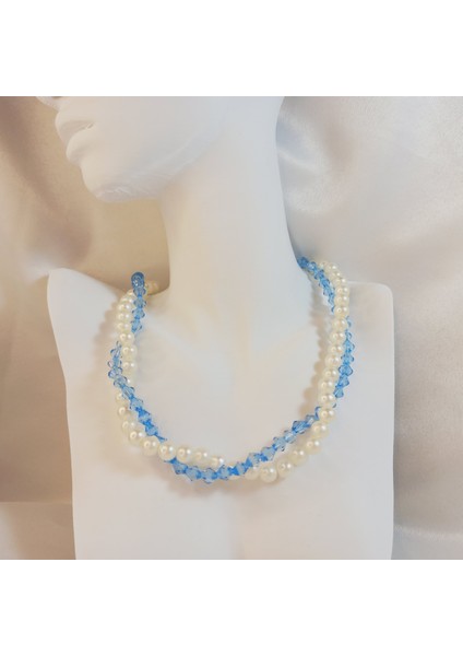 Kadın Barok İnci ve Kristal Boncuk Sarmal Kolye – Sarmal İnci Kolye - Kristal Sarmal Tasarım Kolye modelleri