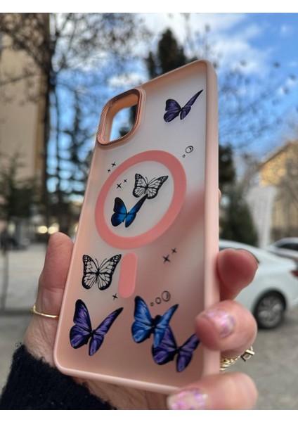 Samsung Galaxy A06 Uyumlu Mat Magsafe Özellikli Kelbek Desenli Hassas Metal Buton Kılıf