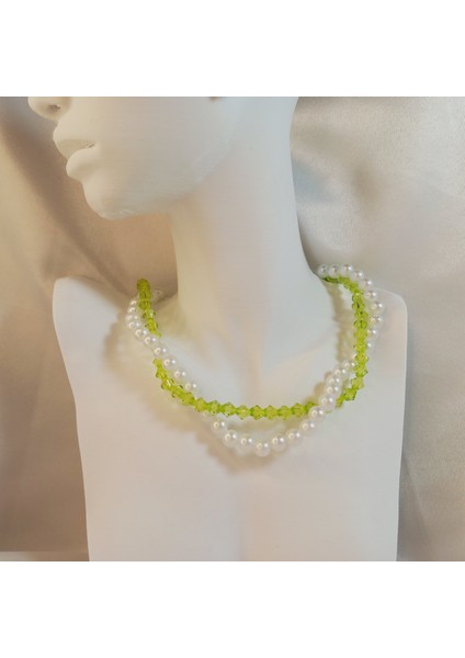 Kadın Barok İnci ve Kristal Boncuk Sarmal Kolye – Sarmal İnci Kolye - Kristal Sarmal Tasarım Kolye modelleri