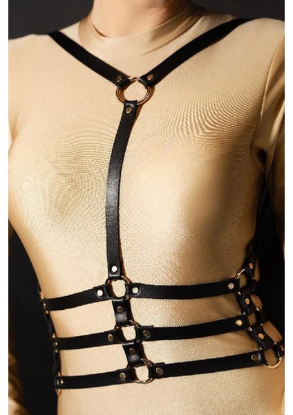 Mulvxbrf BRF02 Göğsü Açık Özel Tasarım Deri Harness Büstiyer 1078 (Mulvix)