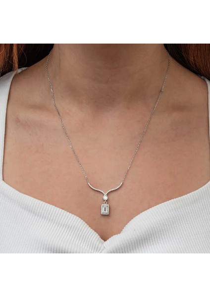 Baget Taşlı Gerdanlık Model Kadın Gümüş Kolye fiyatları