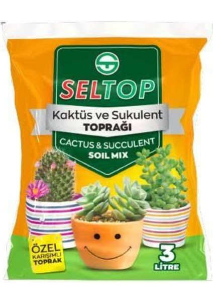 3 Lt Kaktüs ve Sukulent Toprağı. Çiçek Toprağı. Torf, Saksı Toprağı. Süs Bitkisi Toprağı.