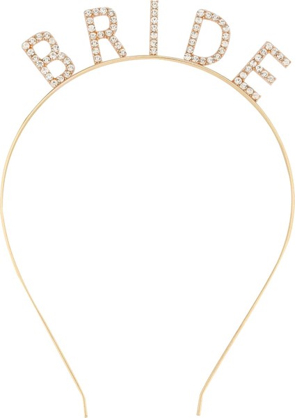 Altın Gold Renk Bekarlığa Veda Kristal Taş Bride Tacı Ithal 16 x 10 cm (4767)
