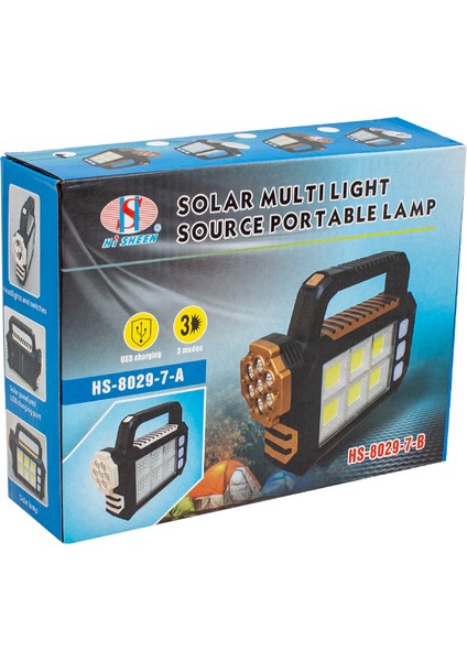 3 Çalışma Modlu 6 Cob Ledli Taşınabilir Solar Lamba