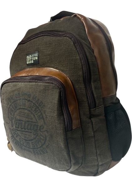 Old Cotton Kaliteli Siyah Vintage Salaş Baskılı Disayn Günlük Gezi Okul Sırt Çantası Revilla Bag 28X38CM